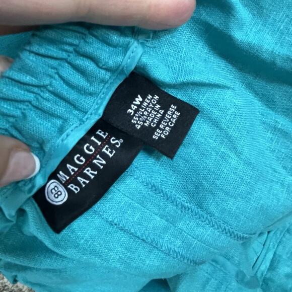 Maggie Barnes Skirt Plus size 34W Aquamarine Green Linen Long Straight Modest - Picture 13 of 13